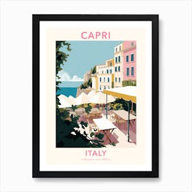 Capri, Italy, Flat Pastels Tones Illustration 1 Poster Art Print