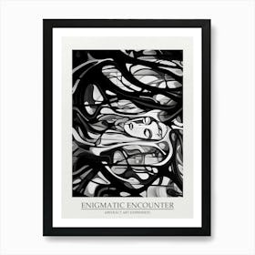 Enigmatic Encounter Abstract Black And White 12 Poster Póster