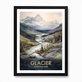 Glacier National Park Vintage Travel Poster 8 Art Print