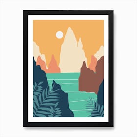 Landscape With Mountains And Water 1 Art Print