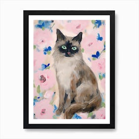 A Ragdoll Cat Painting, Impressionist Painting 4 Art Print