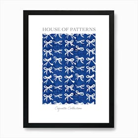 White And Blue Bows 8 Pattern Poster Art Print