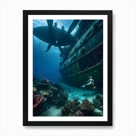 Scuba Diving Near A Reef Art Print