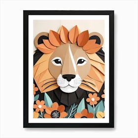 Floral Cute Baby Lion Nursery (25) Art Print