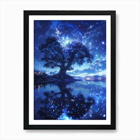 Tree In The Night Sky 1 Art Print