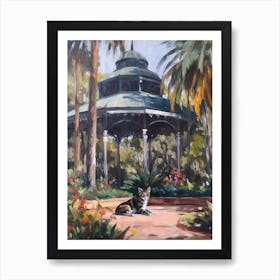 Painting Of A Cat In Royal Botanic Gardens, Melbourne Australia In The Style Of Impressionism 03 Art Print