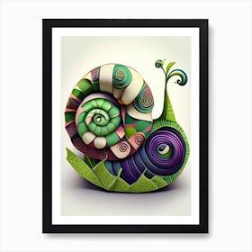 Grove Snail  Patchwork Art Print