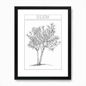 Plum Tree Minimalistic Drawing 1 Poster Art Print
