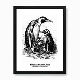 Penguin Squabbling Over Territory Poster 2 Art Print