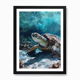 Sea Turtle On The Ocean Floor 3 Art Print