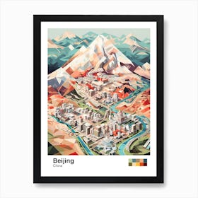 Beijing, China, Geometric Illustration 1 Poster Art Print