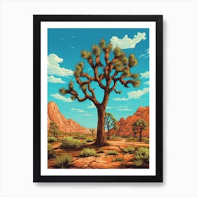  Retro Illustration Of A Joshua Trees In Grand Canyon 2 Art Print