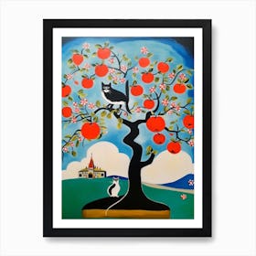 Apple Blossom With A Cat 3 Surreal Joan Miro Style  Art Print