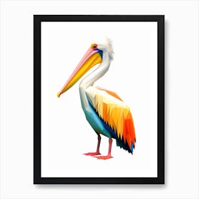 Colourful Geometric Bird Pelican 2 Art Print