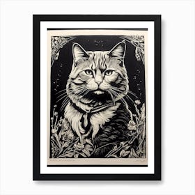 Cat In The Garden Art Print