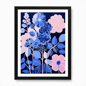 Blue Flower Illustration Hydrangea 2 Art Print