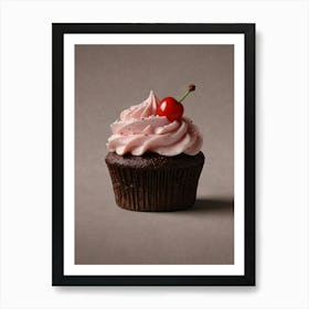 Cupcake With Cherry Art Print