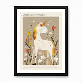 Unicorn In The Meadow Mocha Pastel 2 Poster Art Print