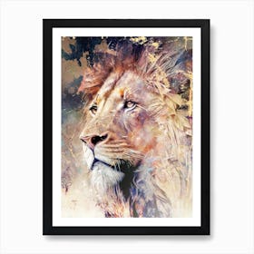 Lion Art Painting Drawing Vintage Retro Illustration Design 04 Art Print