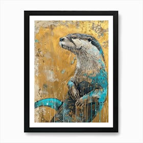 Otter Gold Effect Collage 1 Art Print