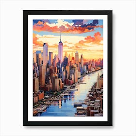 Sunset In New York City Art Print