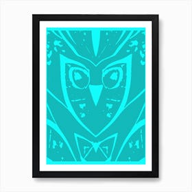 Abstract Owl Two Tone Teal 1 Art Print