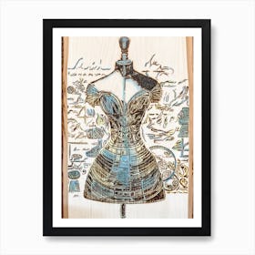 Dress Form In Blue And Green Art Print