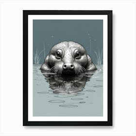 Seal In The Water Art Print