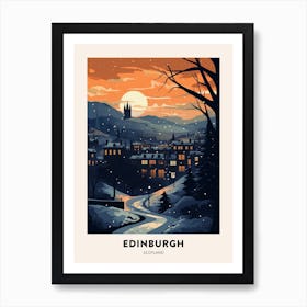 Winter Night  Travel Poster Edinburgh Scotland 5 Art Print