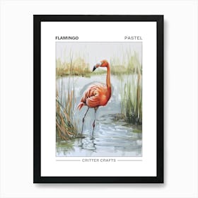Flamingo Pastel Watercolour 3 Poster Art Print