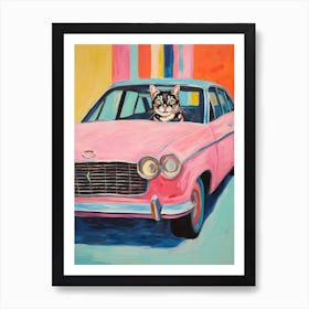 Ford Fairlane Vintage Car With A Cat, Matisse Style Painting 1 Art Print