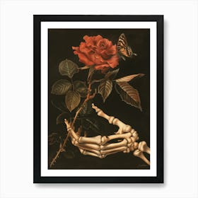 Skeleton And Rose Art Print