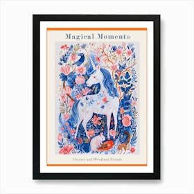Unicorn With Woodland Friends Fauvism Inspired 2 Poster Art Print