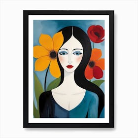 Floral Woman Painting (6) Art Print