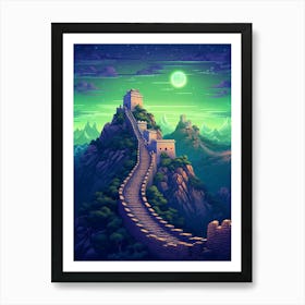 Great Wall Of China Pixel Art 2 Art Print