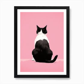 Cat Sitting On Pink Wall Art Print