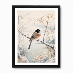 Winter Bird Painting Sparrow 1 Art Print