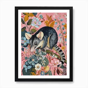 Floral Animal Painting Opossum 1 Art Print