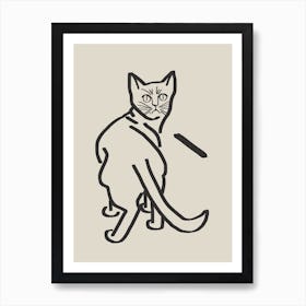Line Art Cat Drawing 5 Art Print