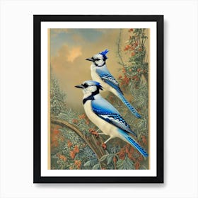 Blue Jay Haeckel Style Vintage Illustration Bird Art Print