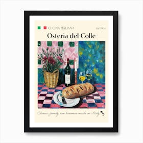 Osteria Del Colle Trattoria Italian Poster Food Kitchen Art Print