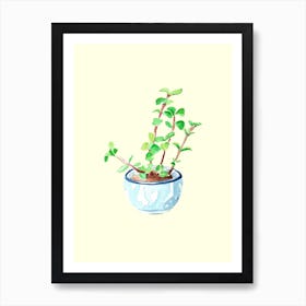 Green Plant In Blue Pot Art Print