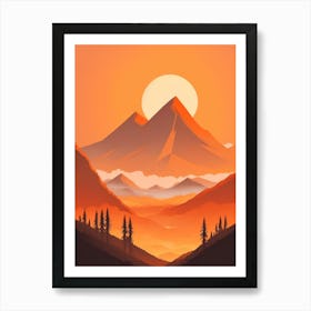 Misty Mountains Vertical Composition In Orange Tone 122 Art Print