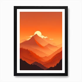 Misty Mountains Vertical Composition In Orange Tone 257 Art Print