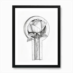 English Rose Key Line Drawing 2 Art Print