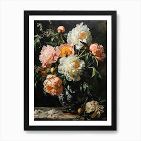 Baroque Floral Still Life Peony 1 Art Print