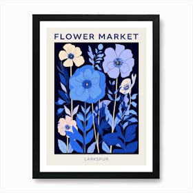 Blue Flower Market Poster Larkspur Art Print