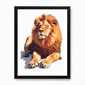 Barbary Lion Resting In The Sun Clipart 4 Art Print