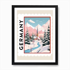 Retro Winter Stamp Poster Bavaria Germany 1 Art Print
