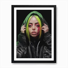 Billie Eilish Green Portrait 1 Art Print